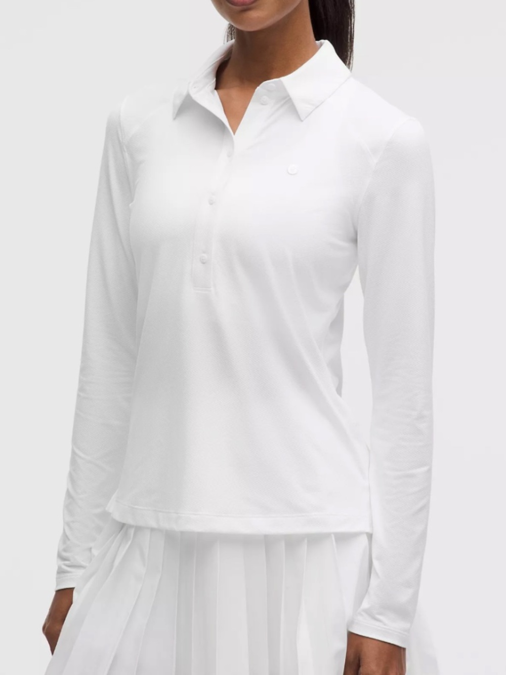 Lululemon Quick-Dry Long-Sleeve Polo Shirt White Size 10 NWT